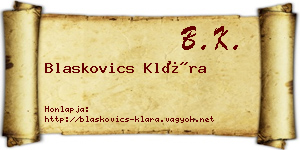 Blaskovics Klára névjegykártya